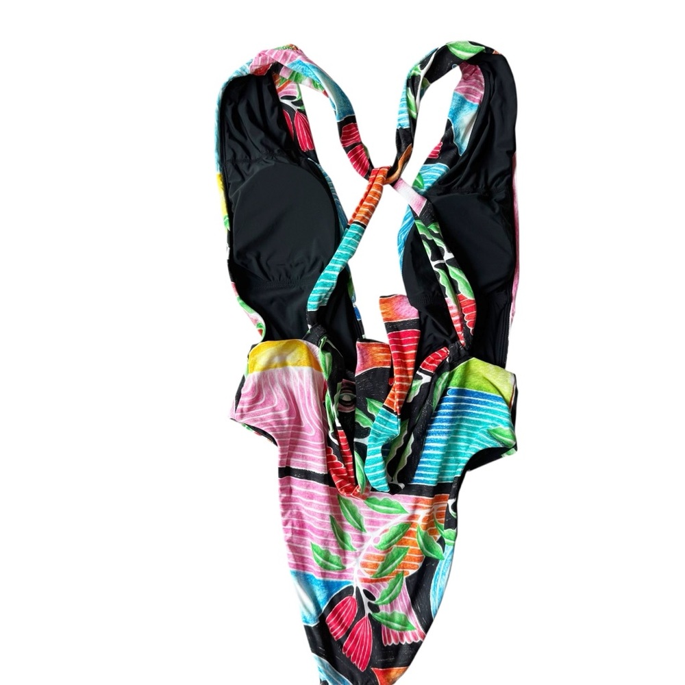 Anthropologie Carla Petelski x Celandine Plunge Shirred One-Piece Swimsuit | S - Picture 3 of 7